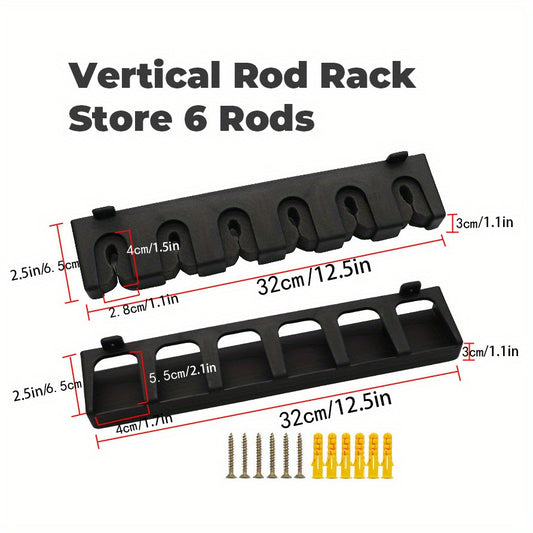 6 Hole Fishing Rod Rack Wall Mounted Organizer Display Holder Durable Plastic