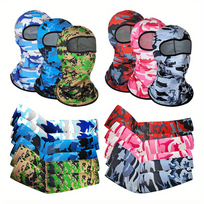 Camouflage Balaclava & Arm Sleeves Set for Outdoor Sports