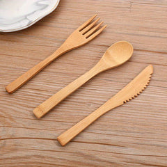 Bamboo Fork And Spoon Set Portable Travel Utensil Cutlery Set