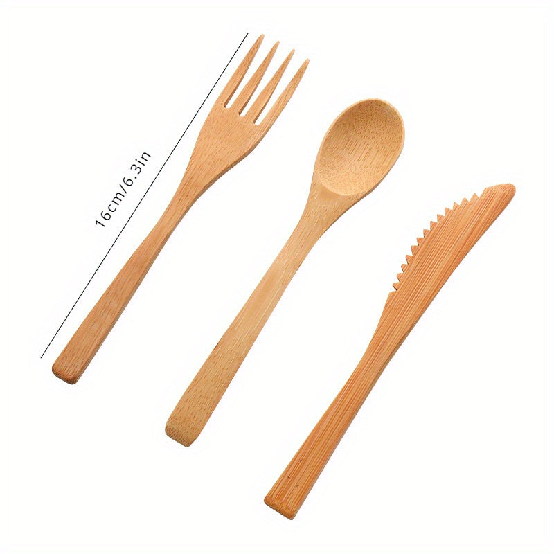 Bamboo Fork And Spoon Set Portable Travel Utensil Cutlery Set
