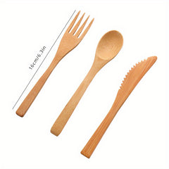 Bamboo Fork And Spoon Set Portable Travel Utensil Cutlery Set