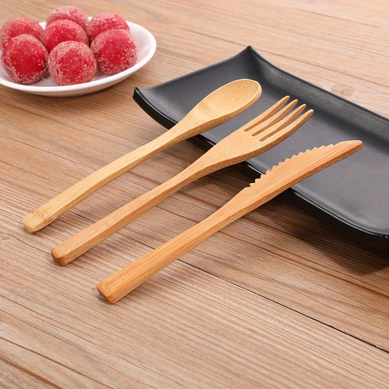 Bamboo Fork And Spoon Set Portable Travel Utensil Cutlery Set