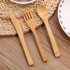 Bamboo Fork And Spoon Set Portable Travel Utensil Cutlery Set
