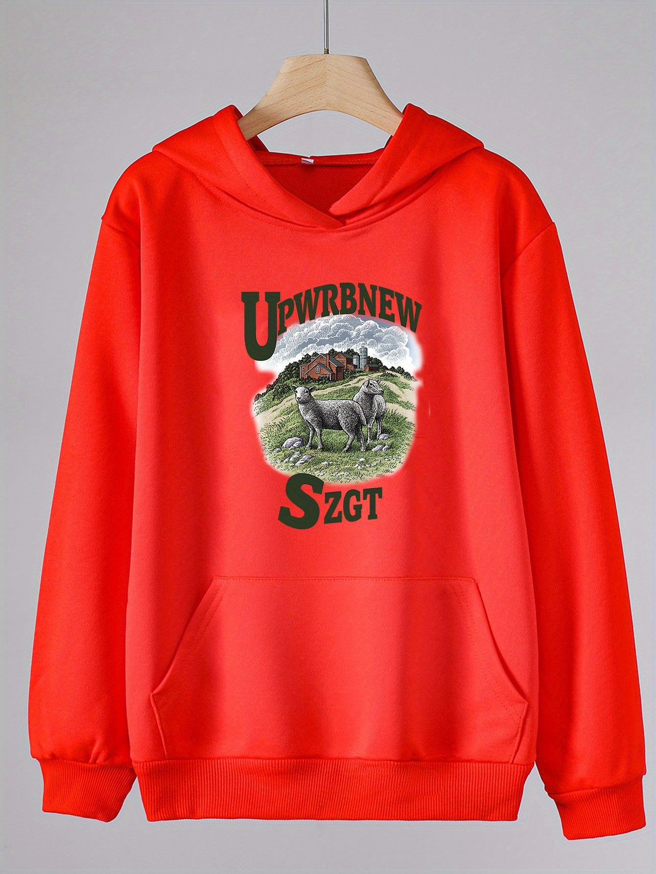 Farm Print Hooded Sweatshirt for Kids
