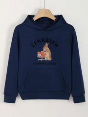 Bunny Print Hooded Sweatshirt Girls Boys Comfy Hoodies Spring Fall Sports Gift