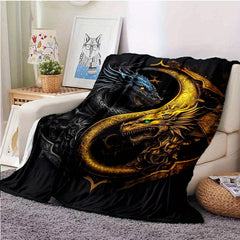 Dragon Printing Art Blanket Flannel Warm Throw Blanket for Bedroom