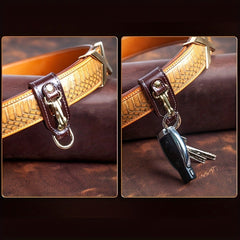 Leather Waist Hanging Belt Keychain for Outdoor Camping Hiking
