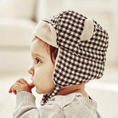 Plaid Bear Hat with Ear Protection for Kids
