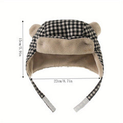 Plaid Bear Hat with Ear Protection for Kids