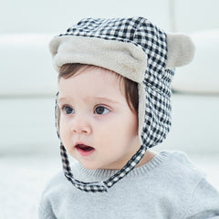 Plaid Bear Hat with Ear Protection for Kids