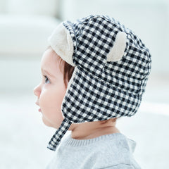 Plaid Bear Hat with Ear Protection for Kids