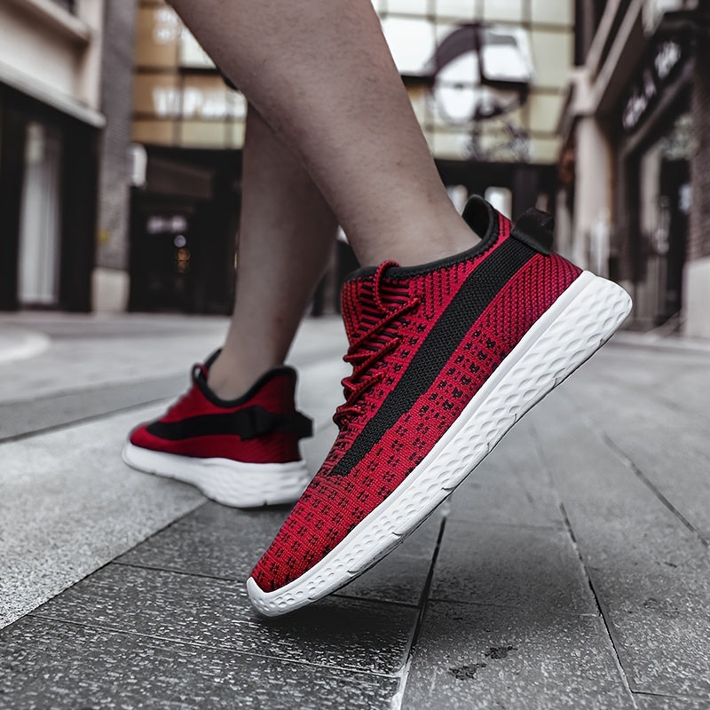 Men's Striped Mesh Running Shoes - Lightweight and Breathable