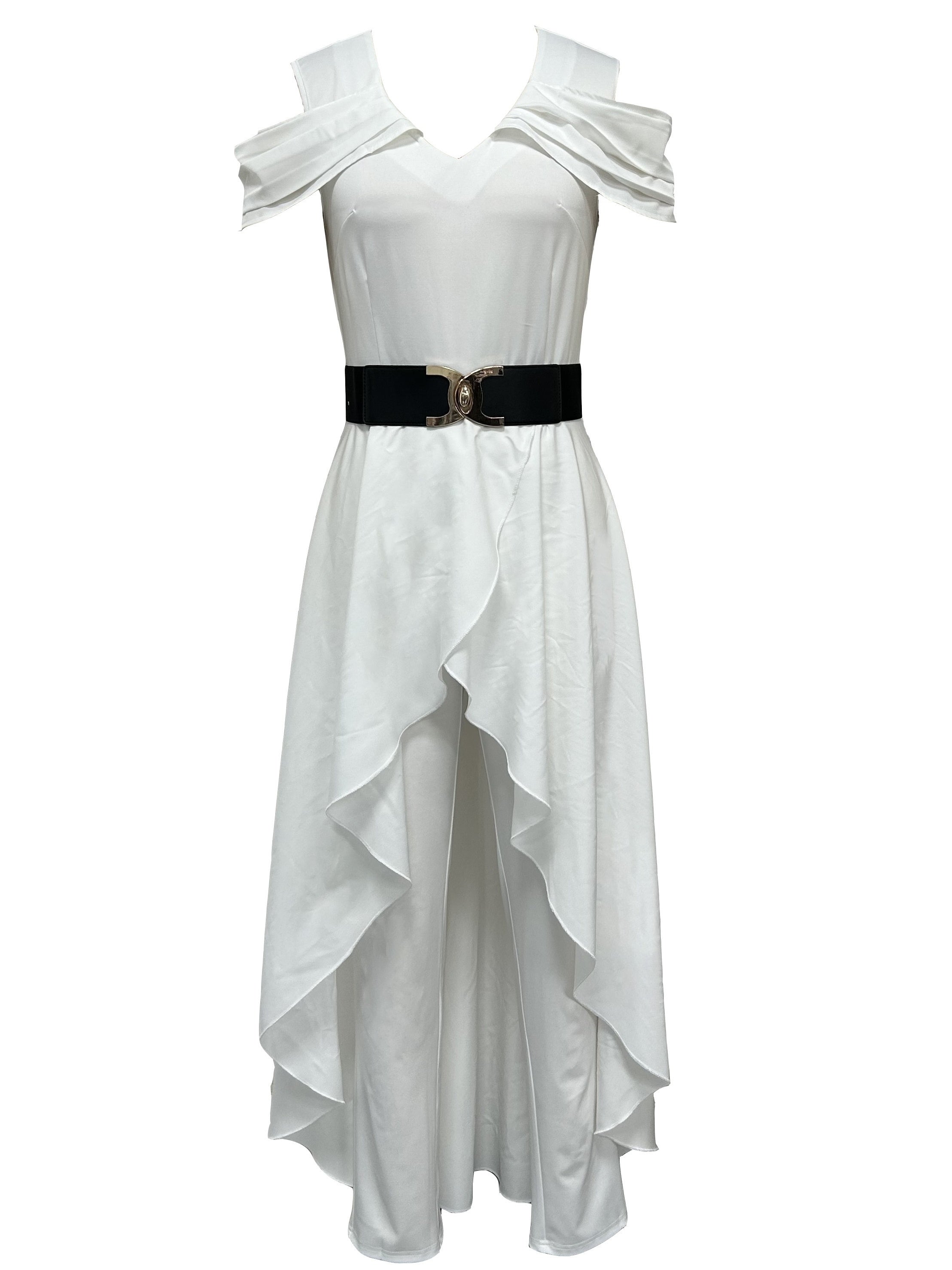Chic Cold Shoulder Jumpsuit with Overskirts