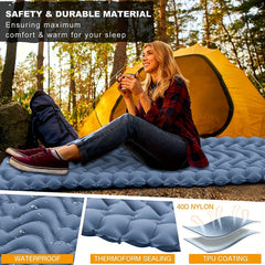 Inflatable Camping Sleeping Pad with Pillow