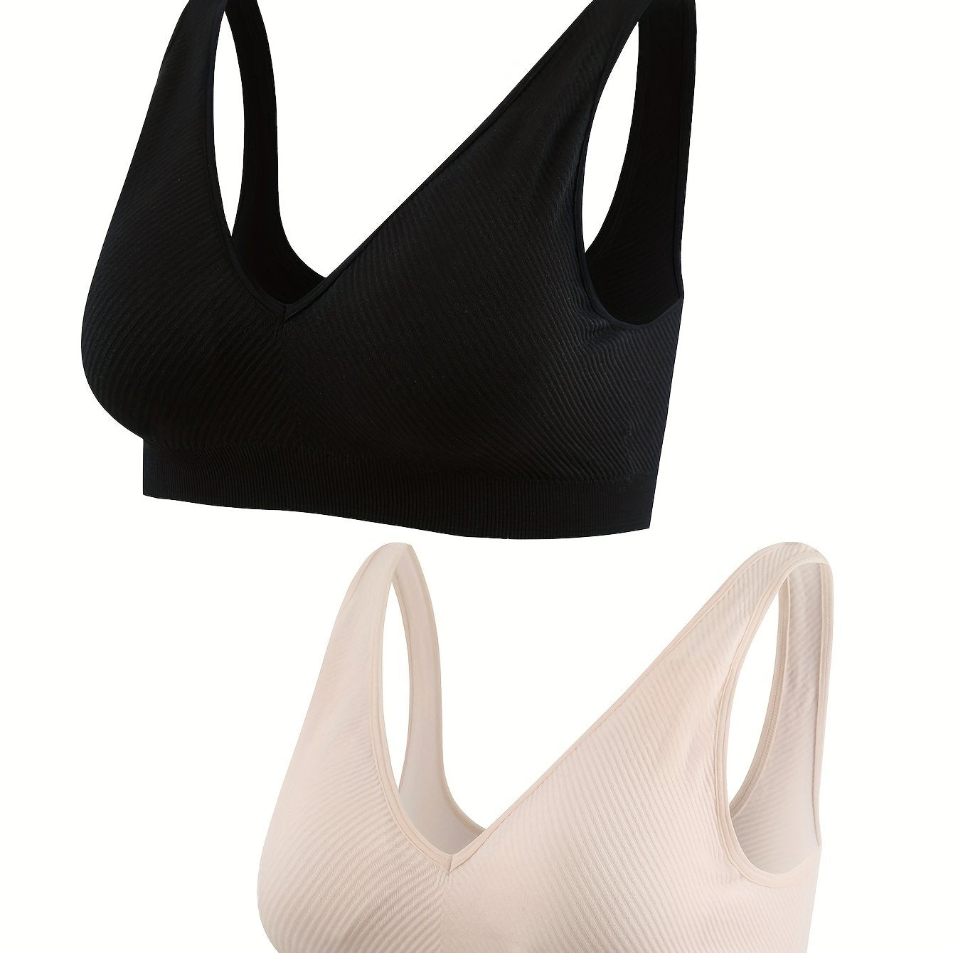 2pcs Wireless Stretch Bras Comfy & Breathable Women's Lingerie