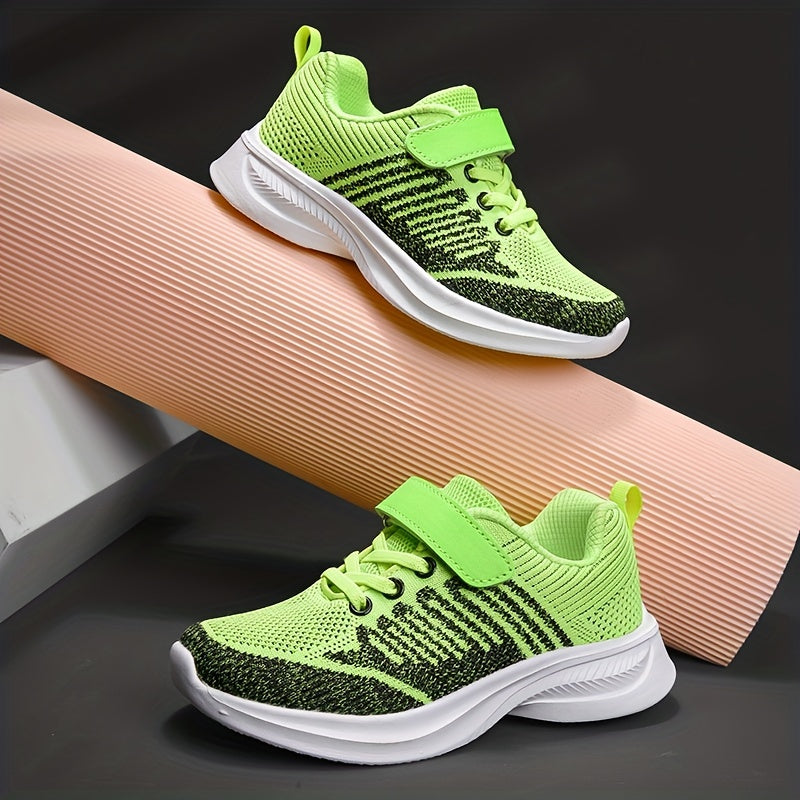 Boys Breathable Woven Knit Sneakers Casual Shock Absorption Outdoor Shoes