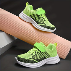 Boys Breathable Woven Knit Sneakers Casual Shock Absorption Outdoor Shoes