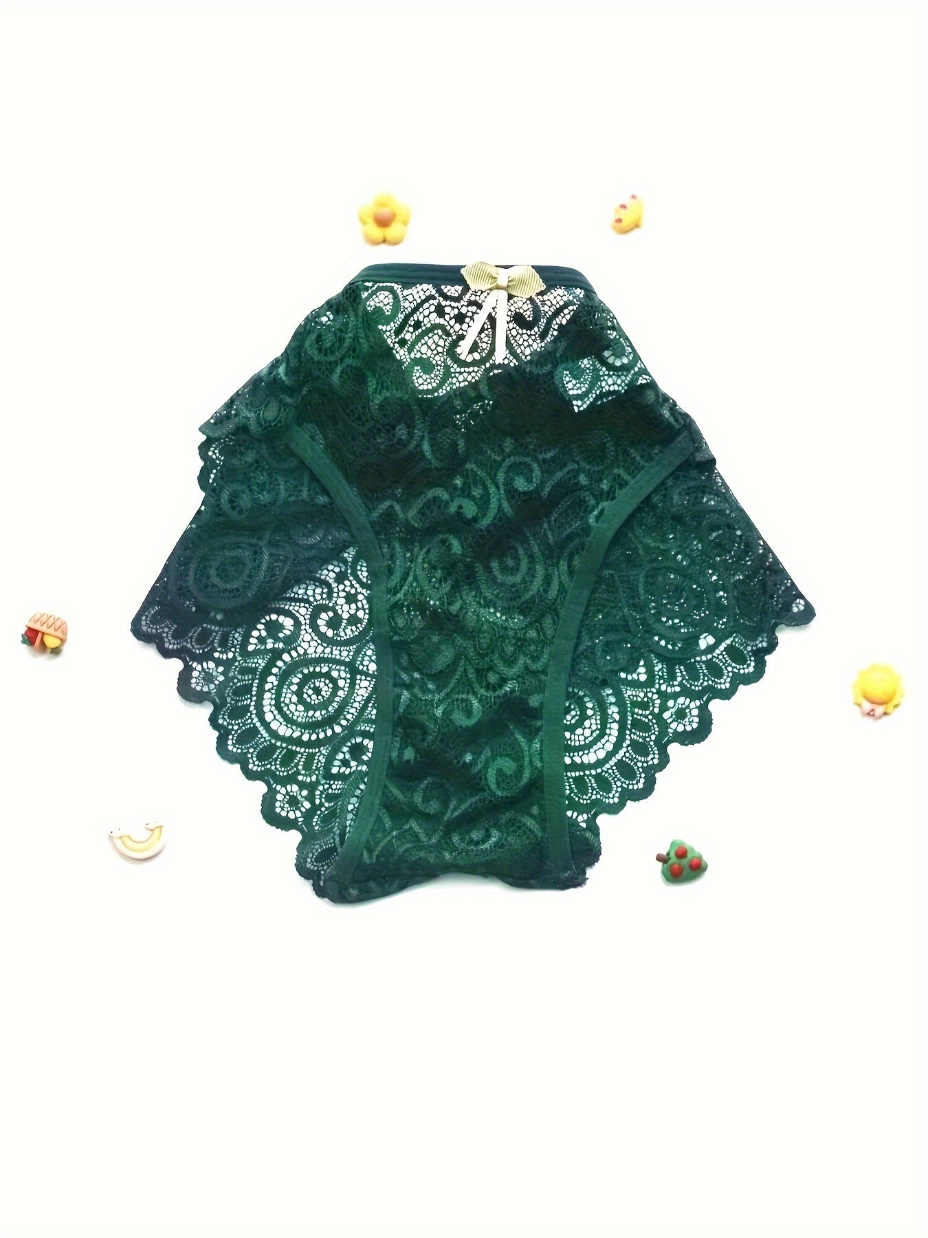 Floral Lace Hipster Panties Breathable Mid Waist Bikini Panties