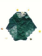 Floral Lace Hipster Panties Breathable Mid Waist Bikini Panties