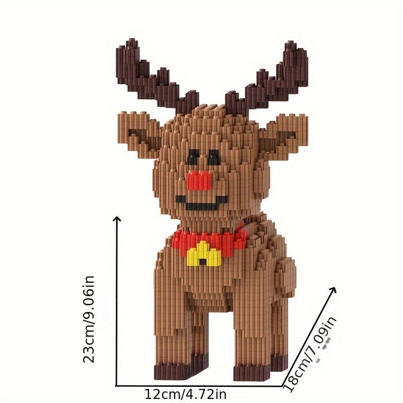 Christmas Reindeer Building Blocks Set DIY Craft Toy for Adults and Teens