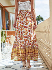 Boho Skirt Women's Plus Border Floral Print High Waist Maxi Skirt