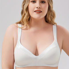 Plus Size Basic Bra Solid Wide Strap Wireless T-shirt Bralette