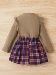 Girl's Mock Neck Top & Plaid Skirt Set Preppy Style Outfit