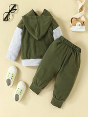 2pcs Baby Boys Casual Hooded Sweatshirt & Sweatpants Set, FUTURE Letter Print