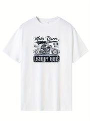 Men's Casual Letter Print Sports T-shirt Round Neck Tee Shirt