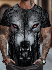 Men's 3D Wolf Print T-shirt Crew Neck Tee for Summer