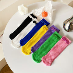 Girls Bow Knee High Socks Straight Stockings Chinese Style