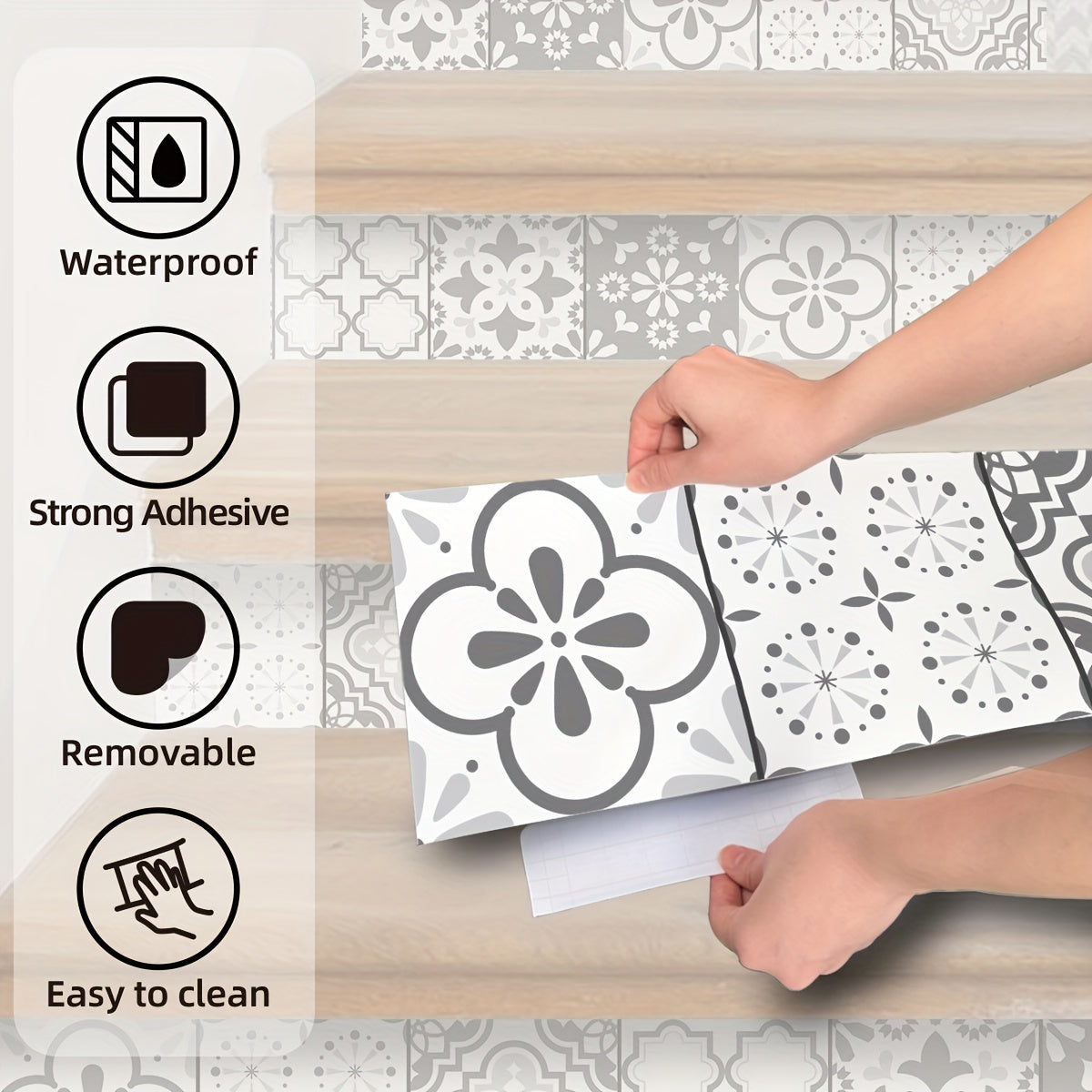 Moroccan Pattern Stair Sticker Self-adhesive Waterproof Wall Sticker