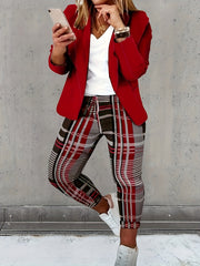 Blazer & Chain Print Pants 2 Piece Set