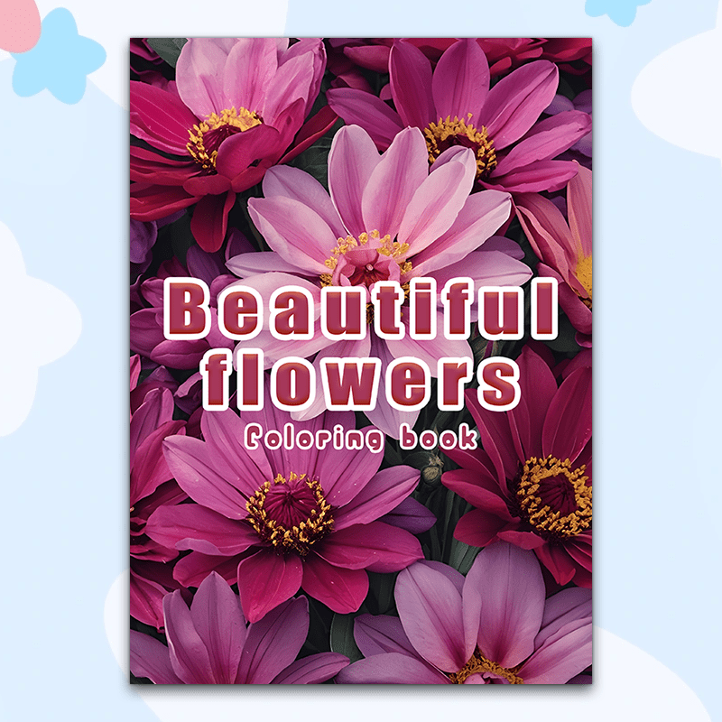 Flowers Adult Coloring Book Pink & Purple Floral Perfect Gift Holidays Birthdays