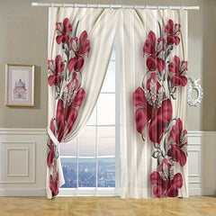 3D Crystal Red Rose Curtain with Carabiner - 50 Shades Noble Rose D