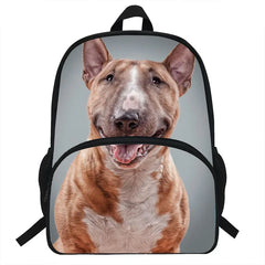 16INCH Bull Terrier Dog Print Backpack School Bag For Teenage Boys&Girls