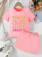 Big Sister 2pcs T-Shirt & Shorts Set Short Sleeve Top Casual Summer Outfit