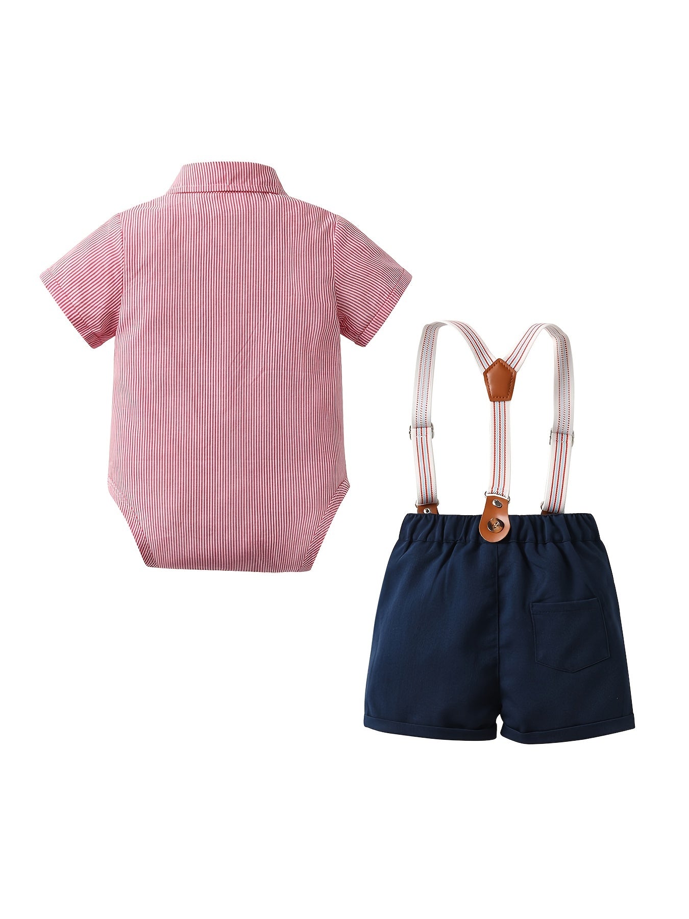 Baby Boys Striped Onesie & Suspender Shorts Set