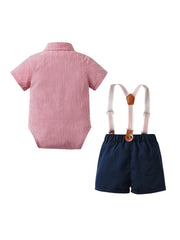 Baby Boys Striped Onesie & Suspender Shorts Set