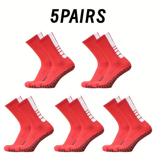 5 Pairs Breathable Anti-slip Football Socks - Men's & Women's