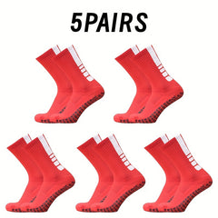 5 Pairs Breathable Anti-slip Football Socks - Men's & Women's