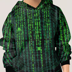 Green Letter Print Hoodie For Kids Casual Pullover Hooded Long Sleeve