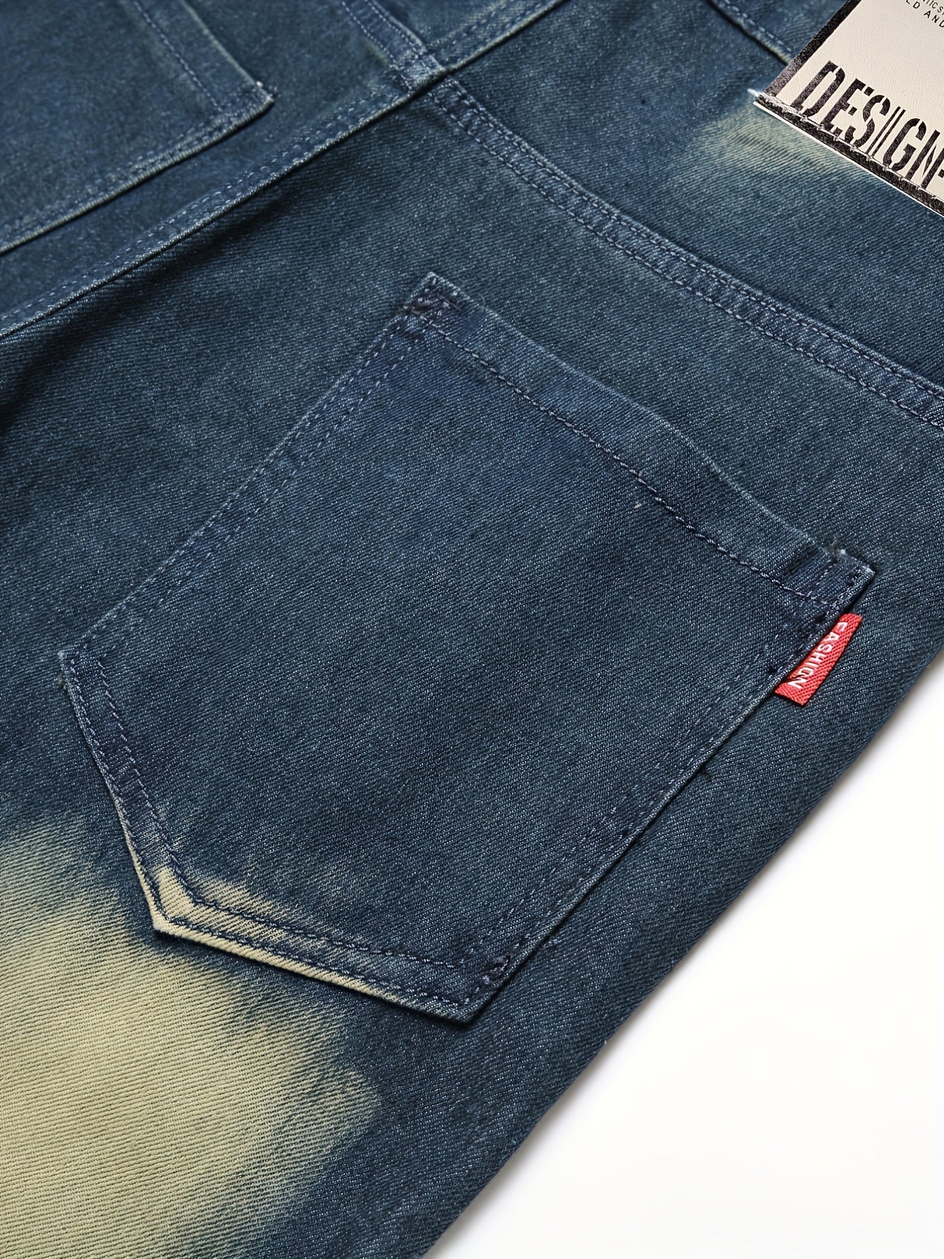 Slim Fit Tassel Decoration Jeans Men's Casual Street Style Denim Pants