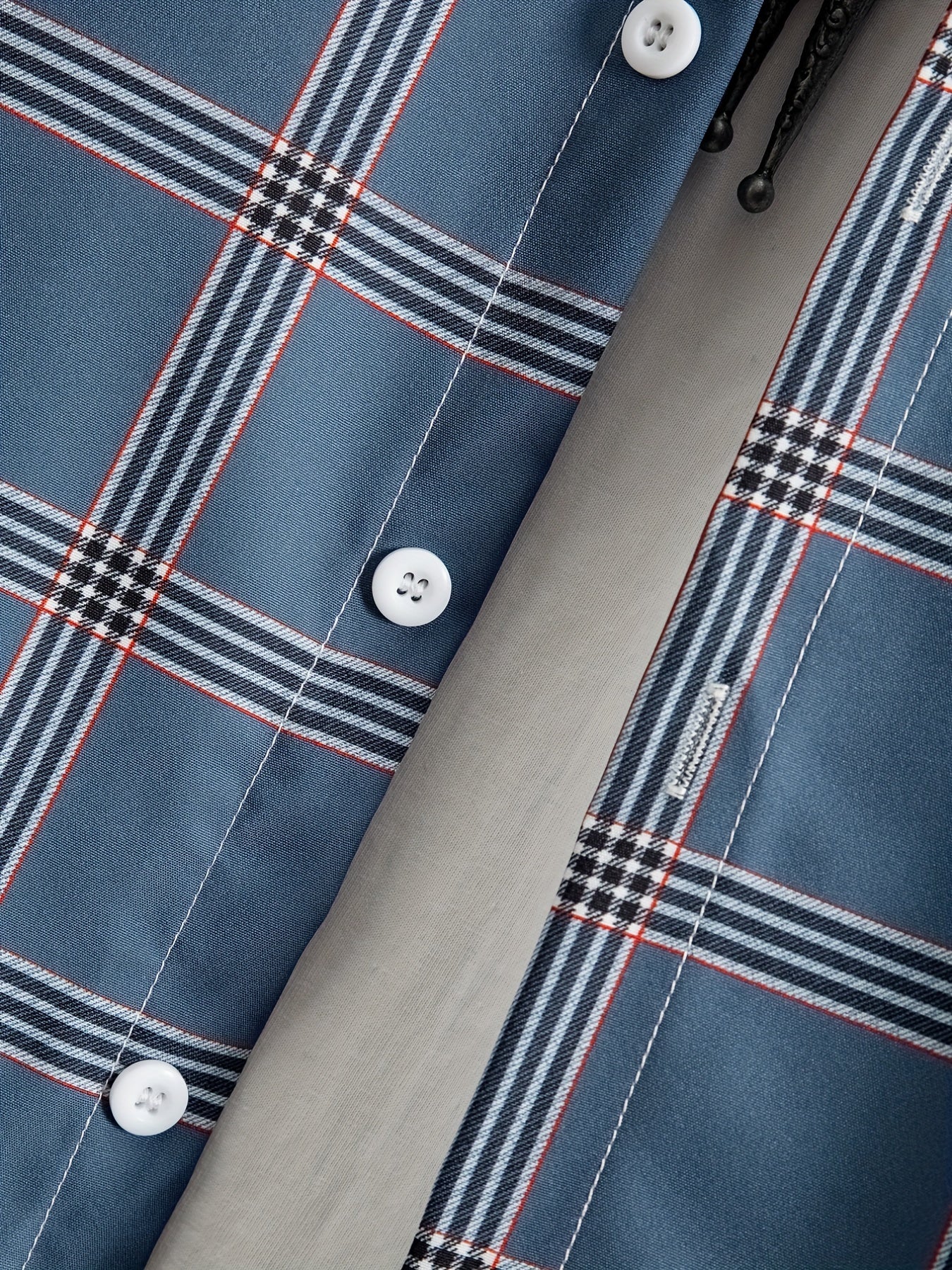 Men's Plaid Stretch Button Up Short Sleeve Shirt