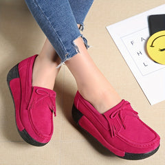 Women's Bowknot Platform Loafers Slip On Shoes