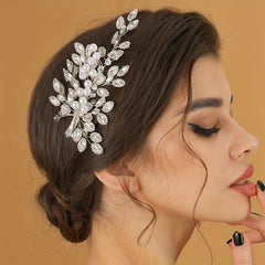 Faux Pearl Rhinestone Leaf Head Piece Hair Accessories