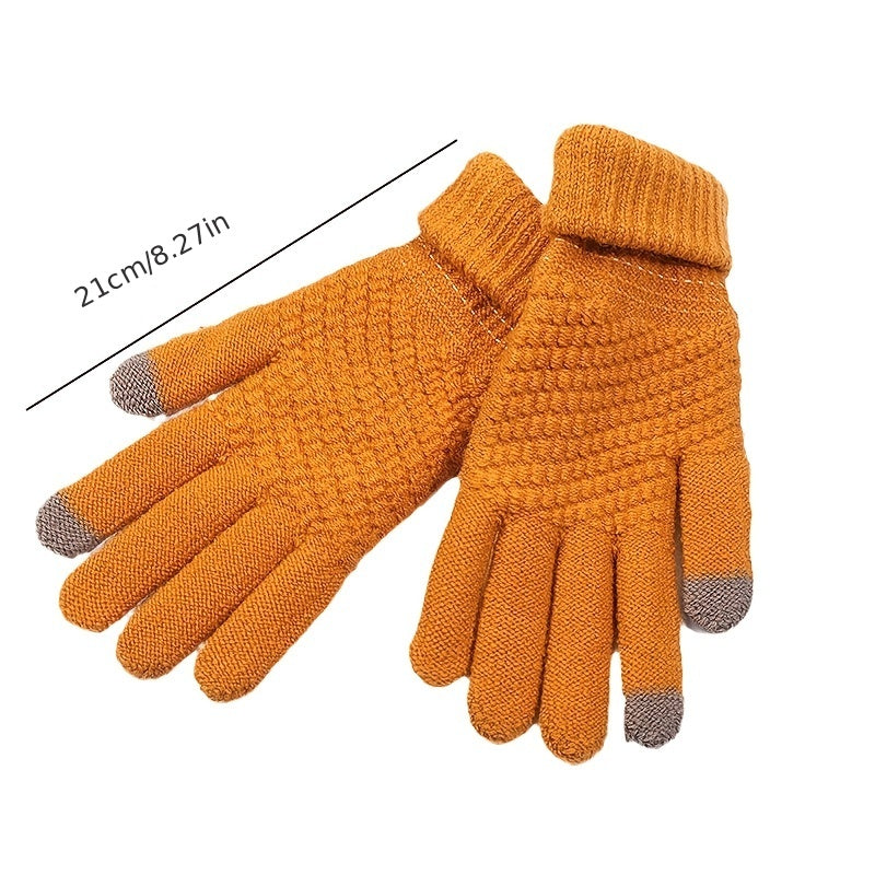 Winter Warm Stretch Knit Gloves Men Women Touch Screen Wool Mittens