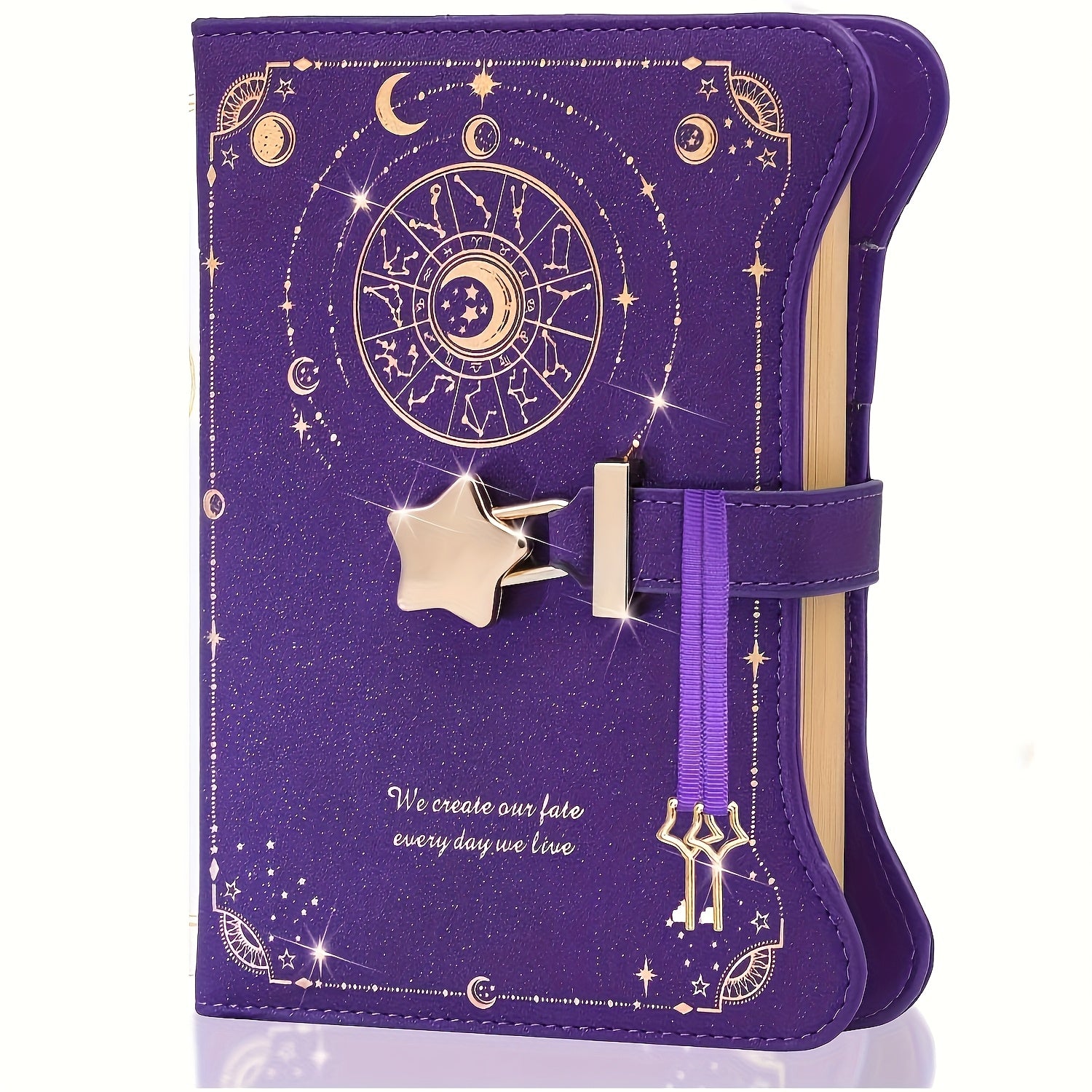2pcs Zodiac Lock & Key Notebook B6 PU Leather Journal