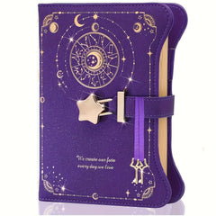 2pcs Zodiac Lock & Key Notebook B6 PU Leather Journal