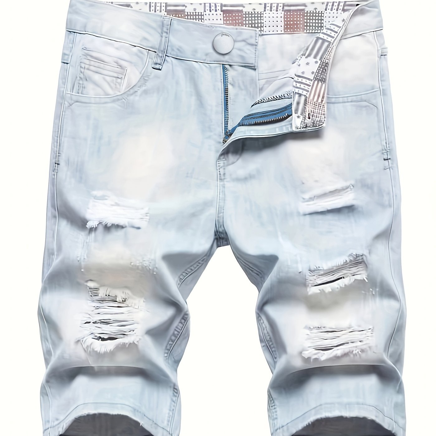 Men's Ripped Denim Shorts Casual Street Style Distressed Washed Denim Summer